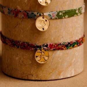 Sezane | Bracelets | Sezane Floral Liberty Gold Charm Bracelets Set of Two